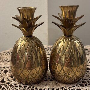Pineapple Solid Brass Candle Holders